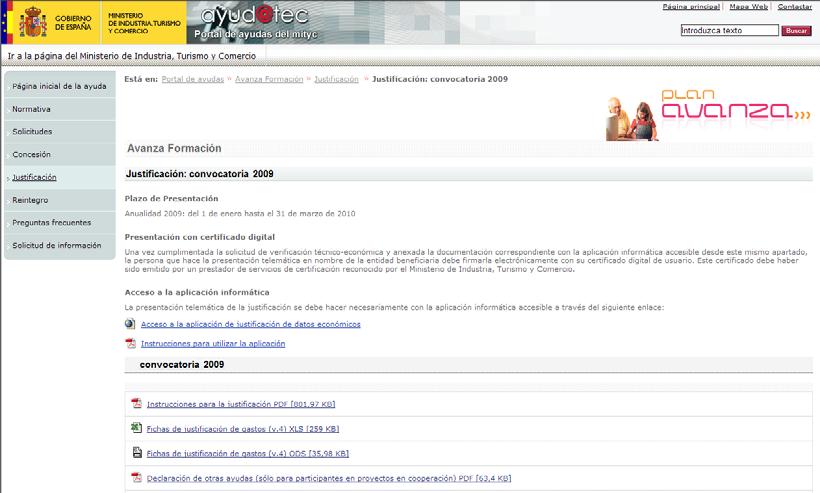 Página Web http://sede.mityc.gob.es.