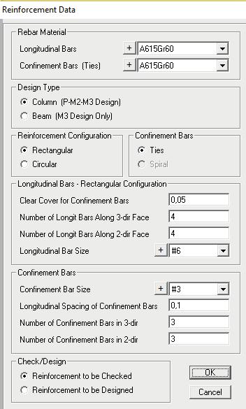 10 Especificaciones del acero de refuerzo longitudinal y confinamiento. Para secciones C1 y C2 se selecciona diseño tipo columna.