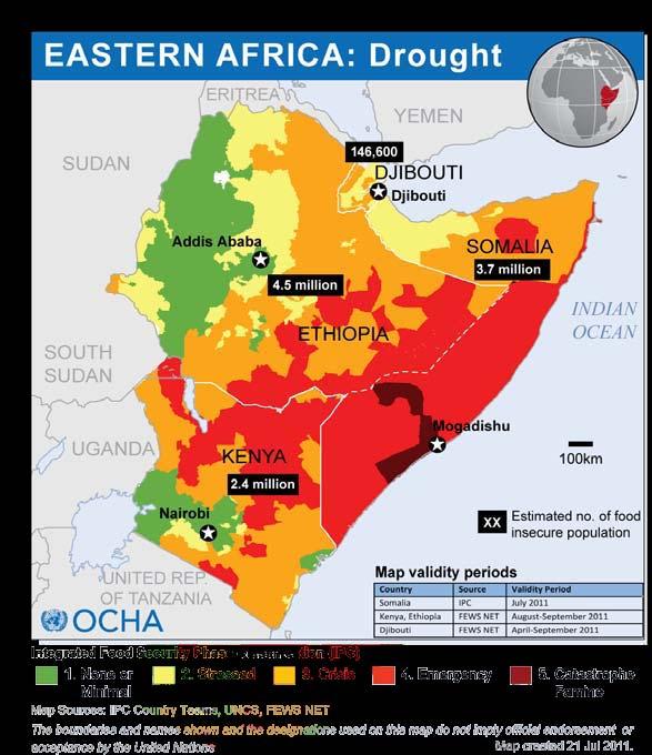 Al mismo tiempo, la situación humanitaria de la población en Etiopía, Kenia y Yibuti empeora.