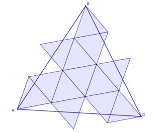 Razonando de manera igual que en el caso anterior, ponemos por comodidad que el lado del ( k 1) triángulo equilátero sea 1+k y obtenemos que la razón pedida es: k k 1.