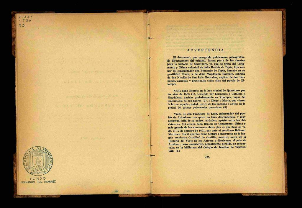 F IS 3 /» 7"3 T3 ADVERTENCIA El documento que enseguida publicamos, paleografiado directamente del original, forma parte de las fuentes para la historia de Querétaro, ya que se trata del testamento y