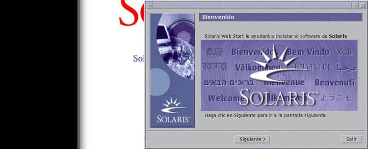 FIGURA 14 1 Menú del Kiosko de Solaris Web Start Puede hacer clic en cualquiera de los enlaces del menú del Kiosko. Nota En algunas situaciones, el Kiosko podría incluir un cuadro de diálogo.