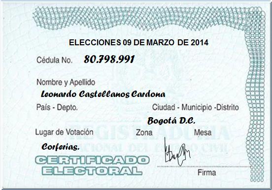 certificado electoral (Número de cédula, apellidos y nombres)
