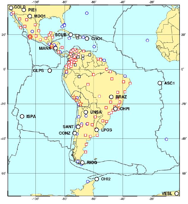 Red SIRGAS de estaciones de medición continua IGS globales IGS regionales Planificadas