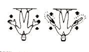 k) Reducir velocidad. Brazos hacia abajo con palmas hacia el suelo, se mueven hacia arriba y hacia abajo varias veces.