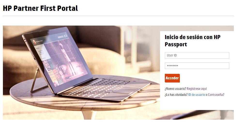 PASO #1 Ingrese al HP Partner First Portal https://partner.hp.com/login y haga clic en Nuevo Usuario?