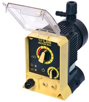 Electronic dosing pump LMI ROYTRONIC series P + - FastPrime Fixed frequency: 120 or 240 spm Adjustable stroke length: 20 to 100% Adjustable frequency: 1 to 120 or 240 spm Adjustable stroke length: 20