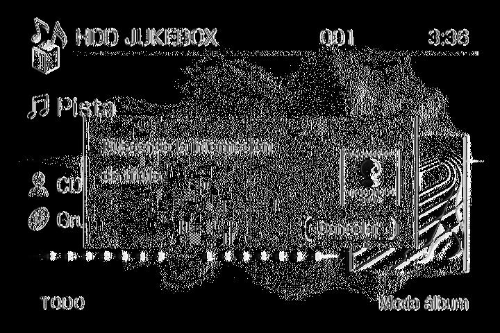 Obtención de la información de título ~ Obtención de información de título para un álbum almacenado en el sistema Jukebox de disco duro ~ En este apartado se explica cómo se obtiene la información de