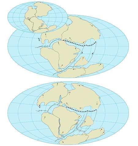 1 2 Pangea Elementos tectónicos que desplazan los continentes 3 4 5 En lugar