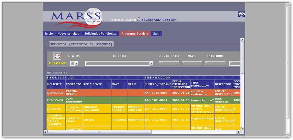 16 de diciembre de 2008 MARSS ON LINE Instrucción: IT 7-07 5 PROGRAMA DE SERVICIOS Para ver el programa de servicios deben hacer click en Programa Servicio del Menu.