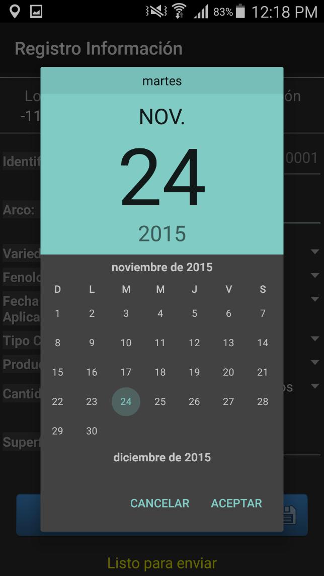 Una vez de elegir la fecha correspondiente es preciso seleccionar el botón Aceptar para guardar la fecha requerida. Fig. 14.