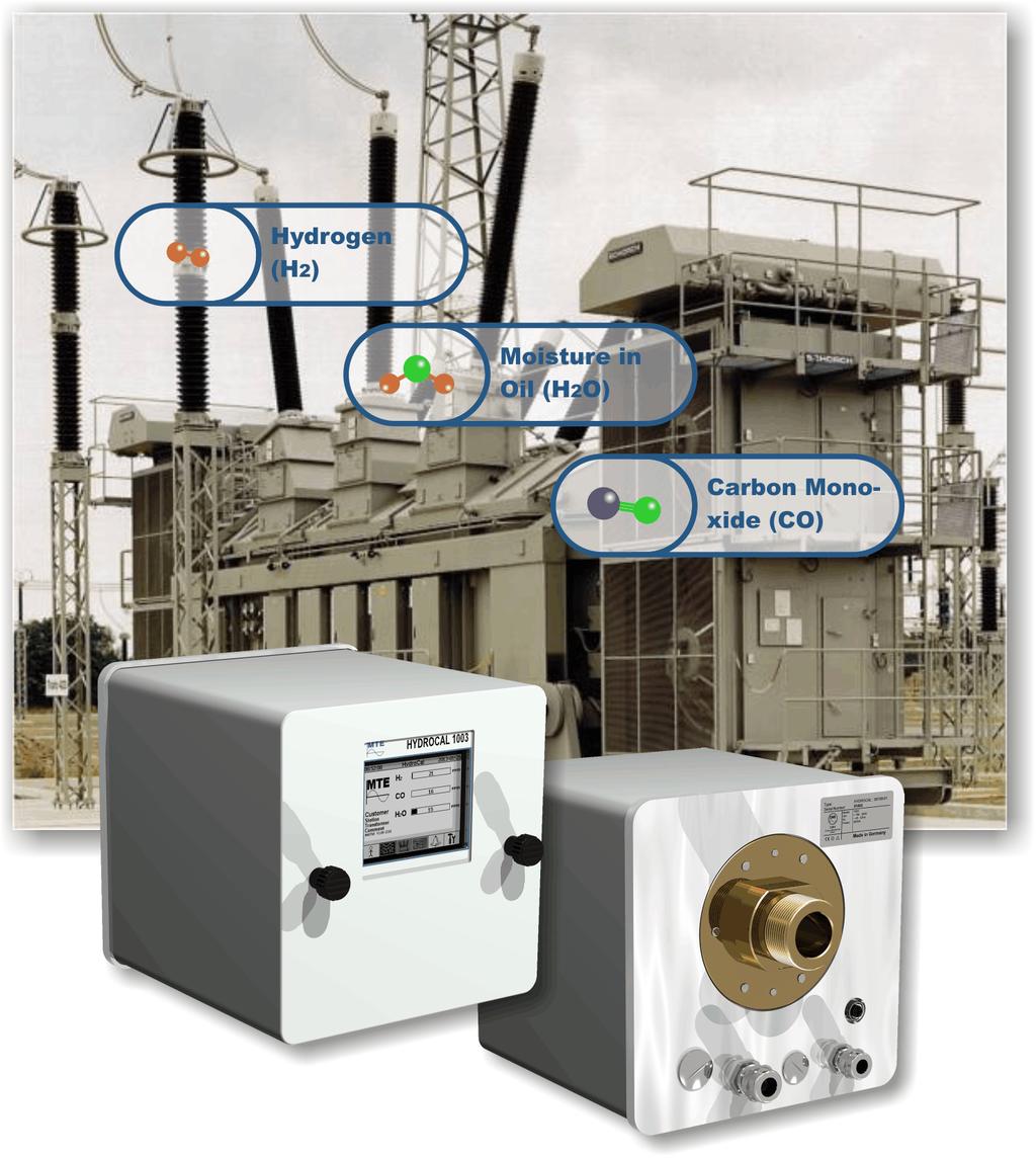 HYDROCAL 1001+ El HYDROCAL 1001+ es un sensor combinado de gas en aceite instalado permanentemente para el análisis Total Dissolved Combustible Gases (TDCG) de los siguientes gases claves; Hidrogeno