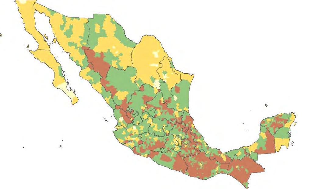 Mapa 1 - Porcentaje de población en situación de pobreza, 2010 Rango [0-25) [25-50) [50-75) [75-100) Total de municipio 46 398 1009 1003 Fuente.