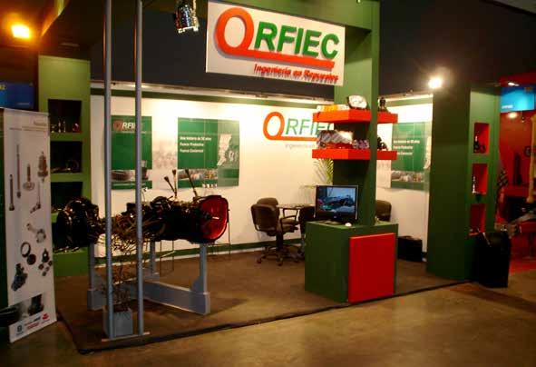 Ángel Poma Ré - Orfiec S.R.L. Stand de Orfiec en una exposición. Trabajamos en una sede de 7.000 m² cubiertos en un predio de 26.000 m² en el Parque Industrial de Sauce Viejo.