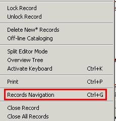Catalogación Mejoras al flujo de trabajo Se agregó una nueva opción (con una tecla de función rápida asignada), Navegación de registros", para permitir circular a través de registros