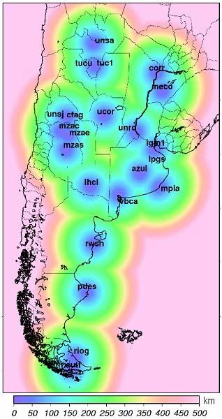 SIRGAS en la Argentina Dos materializaciones: POSGAR 98 (red pasiva de 130 puntos), medida por IGM y calculada por UNLP; Red Argentina de