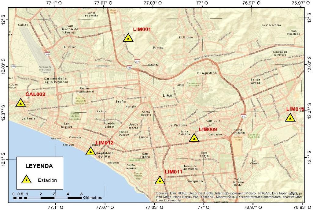 Tabla Nº 2. Aceleraciones máximas registrados en las estaciones acelerográficas ubicadas en la Ciudad de Lima correspondientes al sismo de Lima del 06 de Enero de 2017.