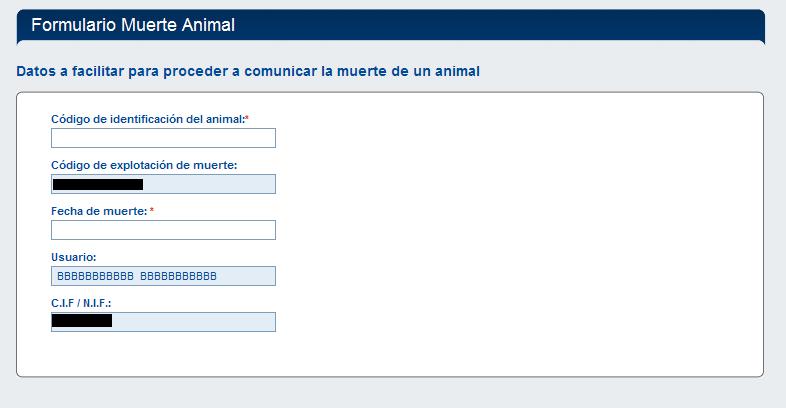 3.2.5. Opción Baja por muerte. Desde esta página, el ganadero puede declarar la muerte de un animal ocurrida en la explotación. Imagen 16.