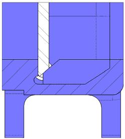 CARACTERISTICAS DE DISEÑO 1 CUERPO Válvula de guillotina unidireccional con diseño wafer. Cuerpo de fundición de una sola pieza con deslizaderas para soportar la tajadera y cuñas de cierre.