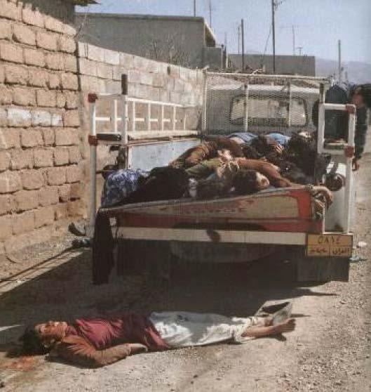 Figura 1.5: Aldeanos muertos por exposición al agente nervioso sarín mientras trataban de huir después del ataque con armas químicas en Halabja en marzo de 1988.