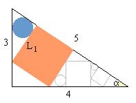 Segundo cuadrado y segundo círculo tan(α) = L 1 x x = L 1 = 3 L tan(α) 4 1, por lo tanto L 2 = x k 1 = 4 L 3 1 k