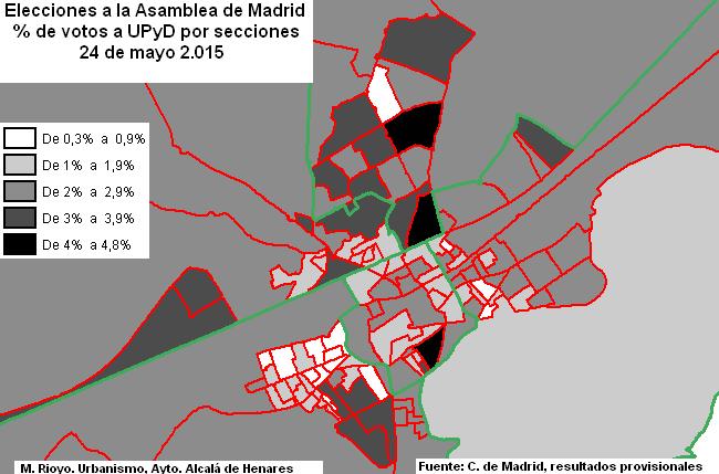 Los siguientes mapas muestran los porcentajes obtenidos por UPyD en