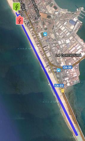 Recorrido: Litoral playa victoria, 7 km (3,5 km dirección San Fernando y 3,5 vuelta). Salida y meta altura Hotel Tryp Caleta. Requisito de participación.