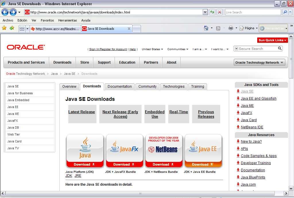 b. Opción 2: http://www.oracle.com/technetwork/java/javase/downloads/index.