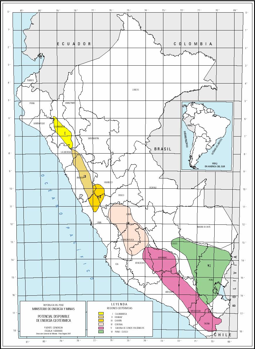 Figura 7: Regiones con potencial geotérmico a nivel nacional. Fuente: (https://es.slideshare.
