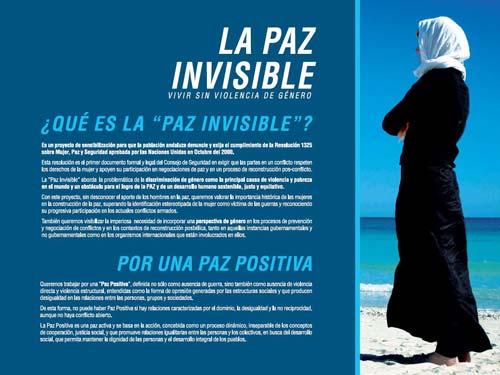 Sala1.- Introducción a la exposición y principios generales: qué es la Paz Invisible? La muestra se abre con un ámbito, en el que se entregará el material de divulgación de la campaña.