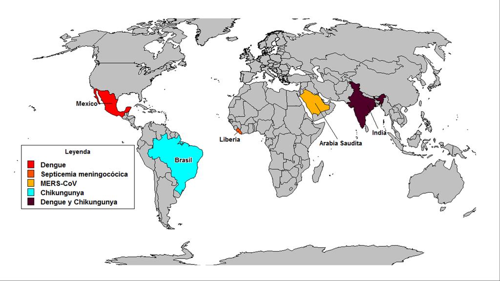 Eventos de la semana Países, territorios y áreas con virus del