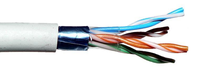 Cable de par trenzado con pantalla global (FTP) En este tipo de cable como en el UTP, sus pares no están apantallados, pero sí dispone