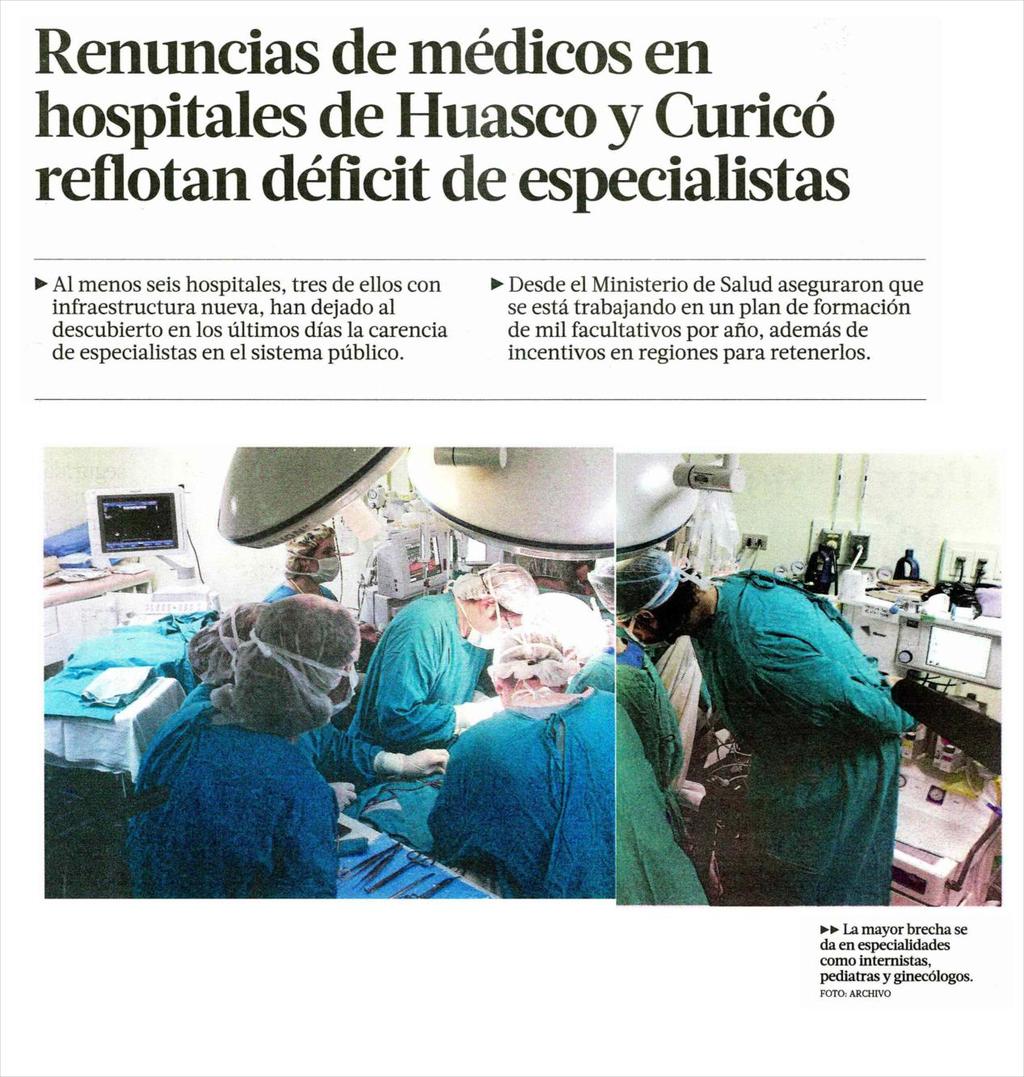 27/08/2014 LA TERCERA - STGO-CHILE 14 2 RENUNCIAS DE MEDICOS EN