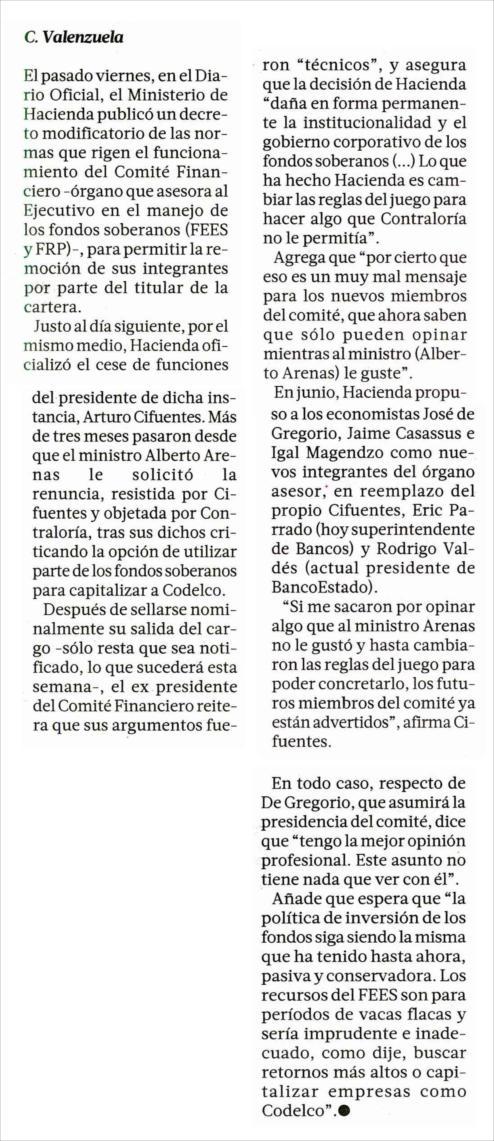27/08/2014 LA TERCERA - STGO-CHILE 33 3 CIFUENTES: "MI