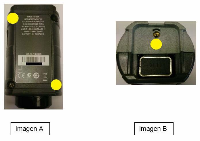 Los precintos se colocarán sobre los tornillos alternos superior derecho e inferior izquierdo (imagen A) y sobre el conector interno situado bajo la tapa de la batería (imagen B), evitando así el