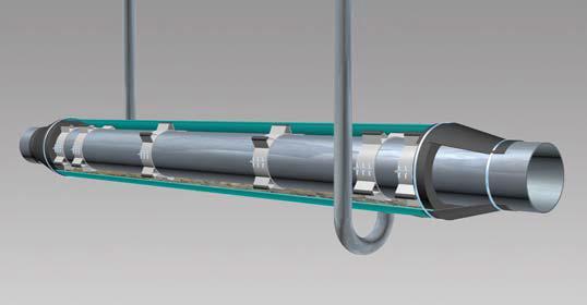 Los espaciadores de tuberías, soportan y facilitan la inserción de tuberías de grandes diámetros de transmisión y distribución dentro de los encamisados.