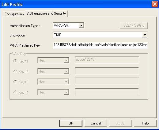 D. WPA-PSK 1. Seleccione el tipo de autenticación: WPA-PSK. 2.