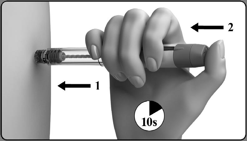 6. Después de la inyección Confirmar que se ha administrado una inyección completa Comprobar que el indicador de la dosis muestra 0.