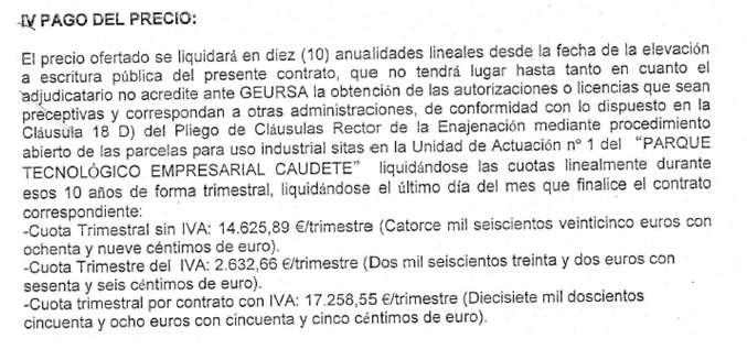 José Miguel Mollá vendió a la sociedad Recuperaciones Energéticas Castilla la Mancha, S.L. una parcela de 15.000 m2 por importe de 532.