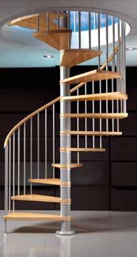 ) El número de peldaños de una escalera se obtiene de dividir la altura de suelo a suelo () por la altura mínima del peldaño (), que varia según el diámetro de la escalera (ver tabla).