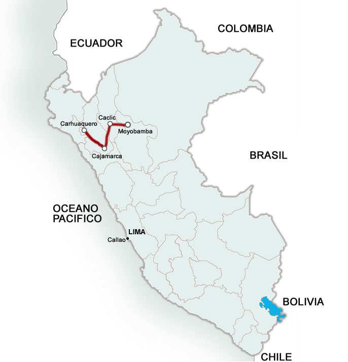 L.T CARHUAQUERO- CAJAMARCA NORTE- CACLIC-MOYOBAMBA EN 220 kv CONVOCADO Ubicación: Departamentos de Lambayeque, Cajamarca, Amazonas y San Martín.