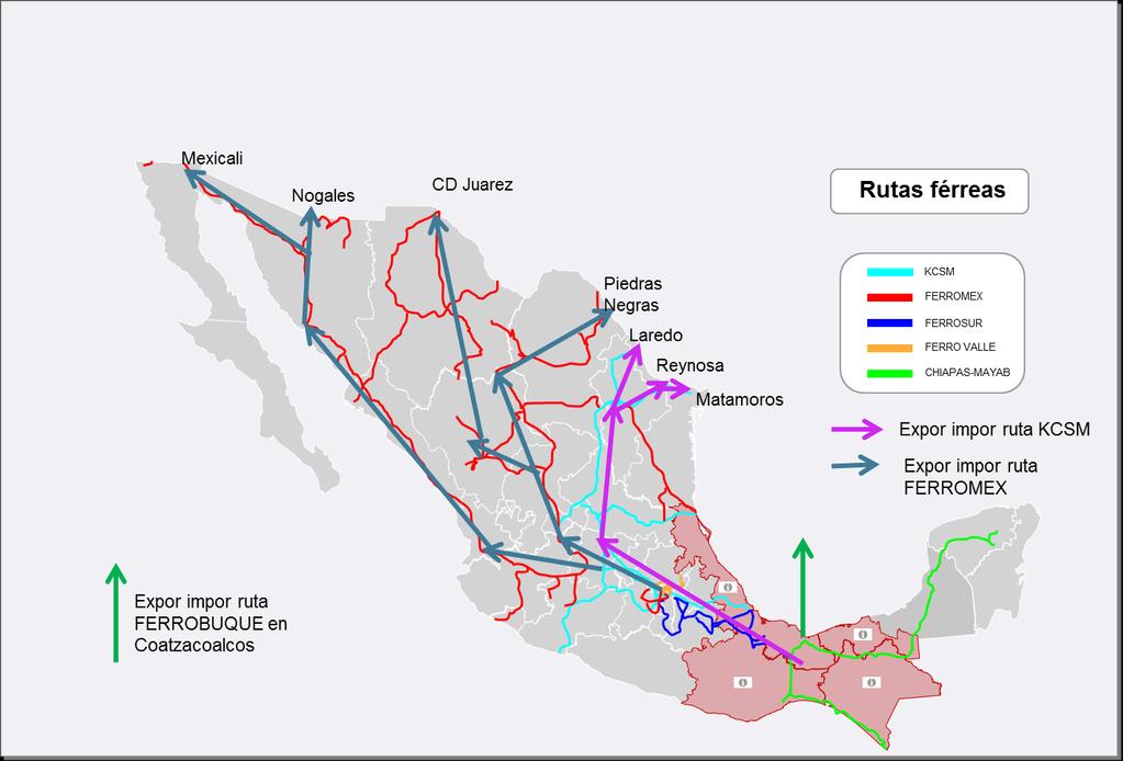 océanos Conecta a las fronteras con Estados Unidos y Guatemala Llega a nodos