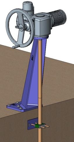 Normalmente se incorpora una columna de maniobra para soportar el accionamiento. Las variables de definición son: H1: Distancia del eje de la válvula a la base de la columna.
