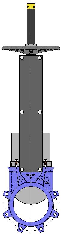Las variables de definición son: H1: Distancia del eje de la válvula a la altura deseada del accionamiento. d1: Separación de la pared al final de la brida de conexión.