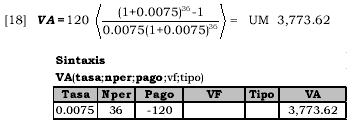 09/12); VA =? Para el cálculo de la cuota aplicamos indistintamente la fórmula o la función VA: Respuesta: (a) Las cuotas serán UM 95.40 y (b) Valor del préstamo UM 3,773.