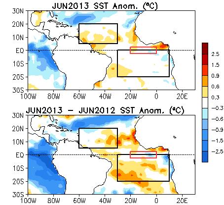 24 Estado del fenómeno ENOS Julio 213 ellos y de mayor relevancia es el comportamiento de las temperaturas del mar en el océano Atlántico Norte y el Mar Caribe.