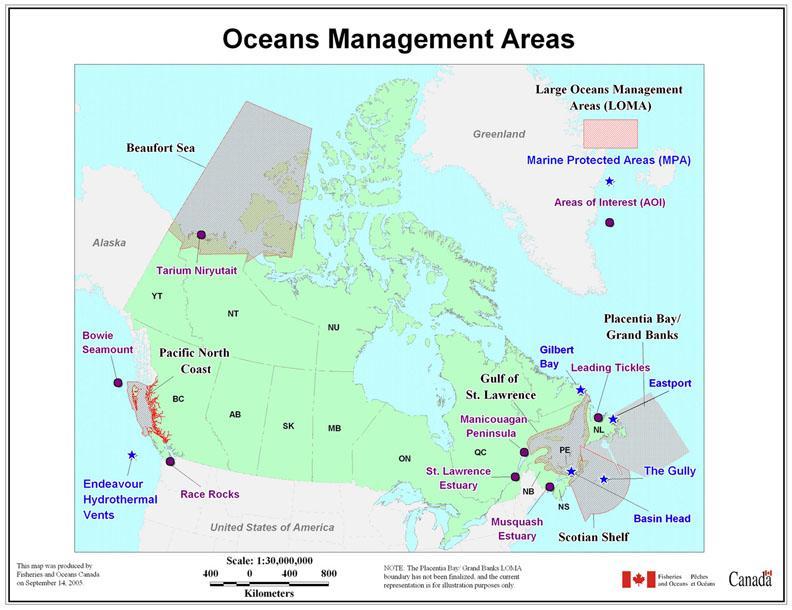 Áreas de gestión oceánica y