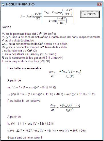 Fig. 2. Modelo matemático simulado sus ecuaciones y las variables y constantes que las conforman.