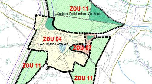 B.- CLASIFICACIÓN DEL SUELO: SUC ZOU.04 Suelo urbano consolidado. Corchuela D.- DETERMINACIONES DE LA ZOU Delimitación.