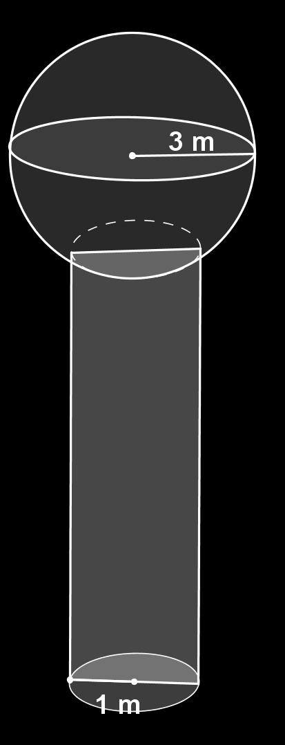 3 La esfera de la figura representa un depósito que esta situado sobre una columna cilíndrica de hormigón como indica la figura.